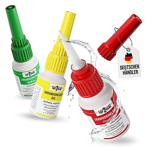 Sekundenkleber extra stark - 60g - Lange Haltbarkeit - Superkleber wasserfest und temperaturbeständig mit Anti-Austrocknungs-Spitze - Sekundenkleber Gel & flüssig - Super Glue Industrie Alleskleber