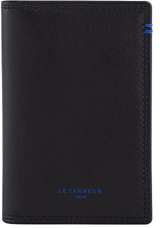 Le Tanneur, Porte-Cartes Vertical, en Cuir Lisse, Homme, 6 Compartiments Cartes, Carte de crédit, Carte de Visite, Doublure Textile, Accessoire métallique Finition Canon de Fusil