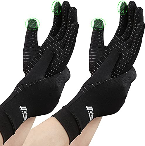 Copper Compression Gloves, Copper Arthritis Gloves for Women and Men, Relieve Pain from Arthritis Pain, Swelling and Rheumatic and Daily Hand Support, Medium (2)