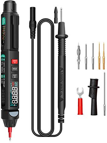 Montloxs A3008 Multimetro a penna Tester multimetro digitale 6000 conteggi con display LCD Retroilluminazione Torcia NCV Spegnimento automatico Accessori multipli per tensione Corrente Resistenza