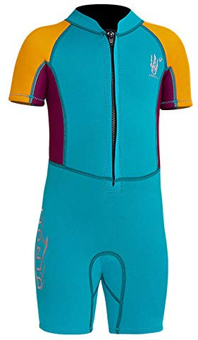 Kleinkind Jungen Einteiler Neoprenanzug UPF 50+ 2.5MM Neopren Kurzarm Wäremehaltung Wetsuit Schwimmanzug Tauchanzug Badeanzug Wetsuit für Wassersport Diving Suit L