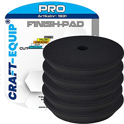 5er Sparpack Craft-Equip PRO Polierschwamm Polierpad mit Klettverschluss Made IN EU (5er Sparpack 125mm DA Polierschwamm Finish GRAU)