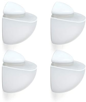 4 Pièces Support Étagère Verre - Equerre Etagère Murale - Épaisseur de 3 à 26 mm - Poids Maximum 30 kg - Vis incluses - Finition Blanc- REI