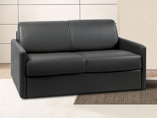 Vente-unique Schlafsofa 2-Sitzer - Liegefläche: 120 cm - Matratzenhöhe: 18 cm - Kunstleder - Schwarz - CALIFE