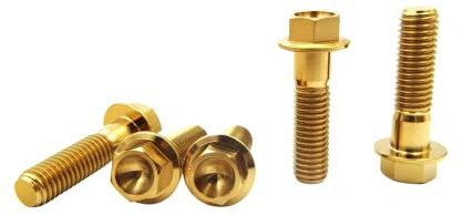 RISON-Titanium Sechskantschrauben mit Flansch M8x1.25x30mm, 5 Stück Titanschrauben Sechskant Kopf Schrauben, Flanschschrauben Titanbolzen Maschinenschrauben für Motorrad, Fahrrad Modifikation