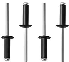 100 Stück 1/4 Zoll x 1/2 Zoll Aluminium-Blindnieten, schwarz, 6,4 x 12 mm Pop-Nieten