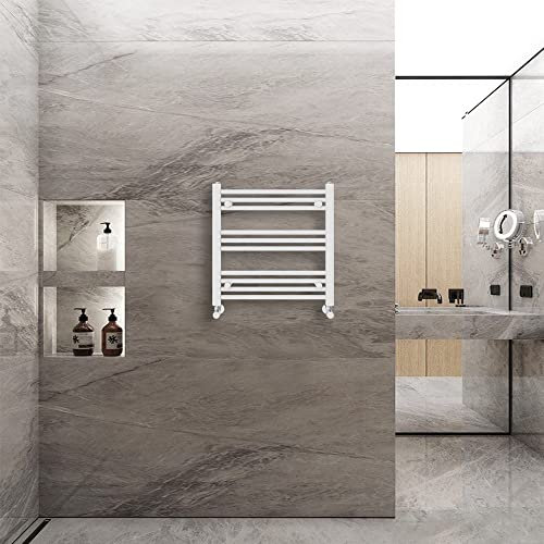 Warmehaus Straight Heated Towel Rail Radiator Ladder White 600x600mm Central Heating Radiators for Bathroom Kitchen