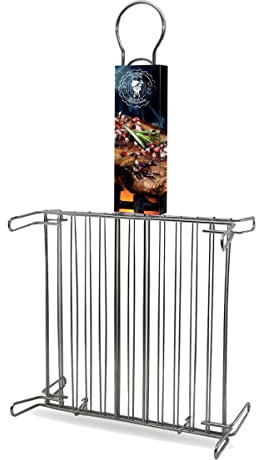 Grille double sur pieds pour barbecue en acier, grille de barbecue portable - Longueur 25 x Profondeur 25 cm -JUANIO-