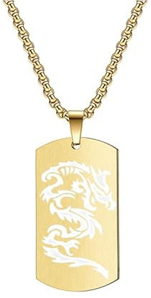 PAMTIER Collier 12 Signes du Zodiaque Chinois pour Femmes et Hommes Or Chaîne de Bijoux avec Pendentif de Signe du Zodiaque Dragon