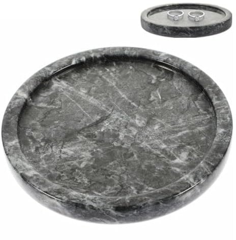 Alipis Bandeja redonda de mármol, bandeja decorativa de tocador de 5.5 pulgadas, plato de joyería, plato de exhibición, organizador de encimera, bandeja de maquillaje, bandeja de almacenamiento de