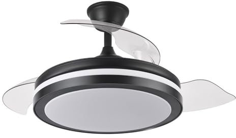 FABRILAMP AKUNADECOR Ventilador Esparta S Negro, Aspas Desplegables Con Led Integrado Y Motor Dc