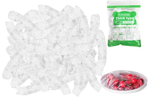 GAOHAN 200Pcs Shrinkable Fresh Keeping Bags,Reusable Elastic Cling Film Bag,Food Storage Covers,Universal Elastic Stretch Bowl Lids For Fruit/Vegetable/Meat/Sandwich Preservation and Food Storage