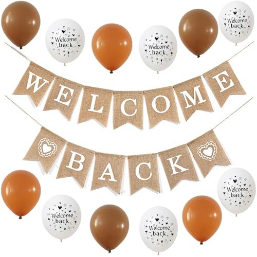 Ghirlanda di bentornato, decorazione di bentornato, decorazione per feste in famiglia, striscione di bentornato, striscione di iuta di bentornato, decorazione per feste in famiglia di bentornato