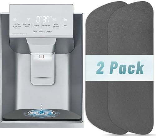 LOPNUR Refrigerator Drip Tray 2 Pack: Cuttable Refrigerator Drip Catcher, Fridge Water Dispenser Drip Mat Absorbent Fridge Mat, Fridge Accessories for Samsung Whirlpool GE, Trapezoid 9x3.1, Grey