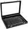 Deepton Jewellery Organiser Necklace Box, Velvet Necklace Organiser with 20 Hooks and Lockable Clear Glass Lid, Necklace Display Stand for Necklaces, Bracelets, Earrings and Anklets