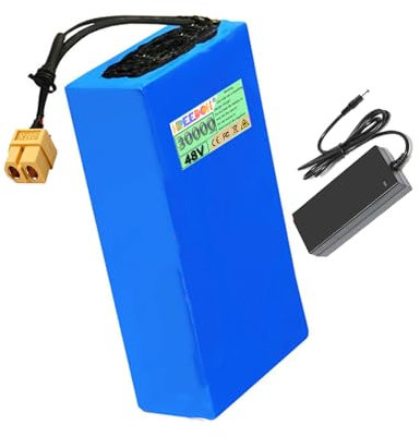 FREEDOH Li-Ionen-Akku, 48 Volt, 30 Ah, Lithium-Akku, 48 V, 30000 mAh, Hochleistungs-Lithium-Akku für 250–1200 W Motor, integriertes BMS und Ladegerät