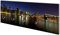 Wallario Wandgarderobe aus Glas in Größe 80 x 30 cm mit Memoboard-Funktion, Motiv: New York Skyline - Brooklyn Bridge und Manhattan am Abend | 5 Kleiderhaken zum Aufhängen von Jacken
