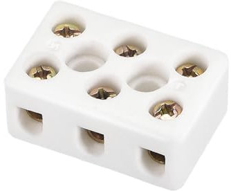 Rebower Bloque de Terminales de Cerámica de Porcelana Resistente al Calor de 3 Vías para Conector de Cables, Campo Eléctrico - 31x20x14mm / 1 Unidad