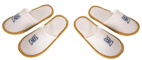 Kiuiom Chausson Hotel,Pantoufle Maison,Chausson Invites,Slippers Hotel,Chaussons en Tissu non Tissé, Confortable et respirant, 4 Paires Chaussons de Spa Chausson Unisexes pour Voyage Fête de Mariage