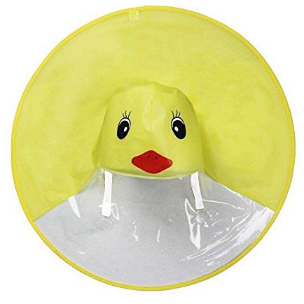 Regenmantel mit niedlichen Händen, magischer Kinder-Regenschirm-Hut, UFO-Mädchen-Outfits, niedliches Oberteil, gelb, 38