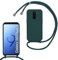 MBSLFY Silikon Handykette für Samsung Galaxy S9 Plus Necklace Hülle mit Band, Verstellbarer Halskette Handyhülle, Handyhülle für zum Umhängen, Case mit Schnur, Dunkel grün
