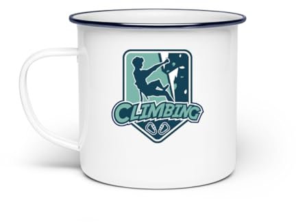 Generisch Escalada con logo Escalada de velocidad Escalada alpina, Kraxler Escalada - Taza esmaltada, Blanco, EinheitsgrÃÃ e