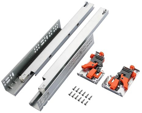 6 Paar 45,7 cm Unterbau Soft Close Schubladenschienen 45,4 kg Tragkraft Vollauszug verdeckte Schubladenschienen mit 3D-Verriegelung