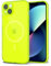 Svanove for iPhone 13 Case Clear Compatible with Magsafe, Fluorescent Transparent Magnetic Magnet Mag Case, Slim Thin Bright Silicone Grip & Shockproof Bumper Camera Cover, Neon Green Lime