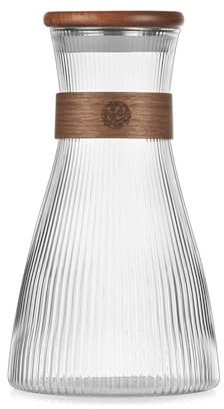 Basic Wasserkaraffe-Set,Karaffe aus Glas,Glaskrug Set,Wasserkaraffe 1,5 l mit 2 Gläsern 330 ml,Glaskaraffe mit Deckel,Silikondeckel, Wasserkaraffe im Modernen Streifendesign (Stil 2)