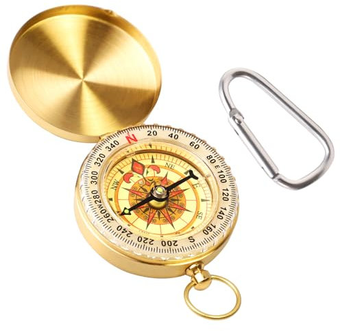 Kompass Outdoor, Leuchtender Taschenuhrstil Kompass, Portable Wasserdichter Compass mit Schnalle zum Aufhängen, Multifunktionale Kompass Kaufen für Camping Wandern Jagd