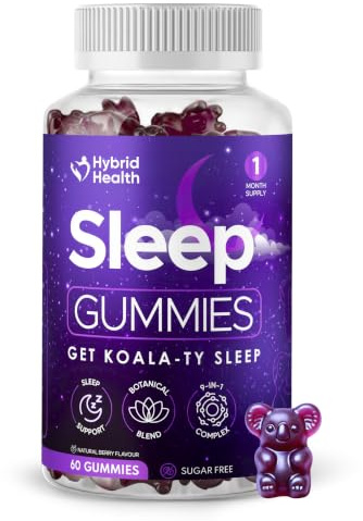Sugar-Free Sleep Gummies x 60 – Sleep Aid 9-in-1 Formula with Ashwagandha, L Theanine, 5 HTP, Magnesium & More, High Strength Natural Berry Flavoured, Get Koala-Ty Sleep, 60 Gummies