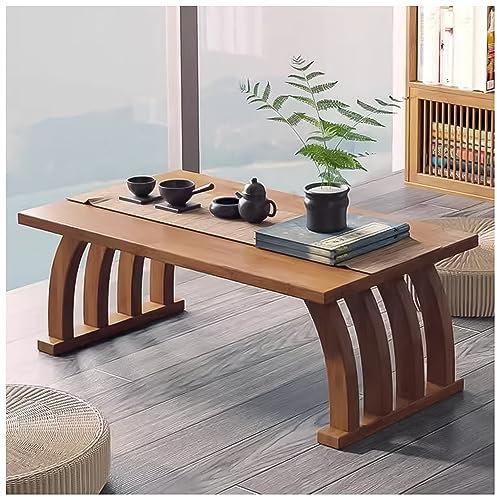 Japanischer Zen-Meditations-Bodentisch für spirituelles Sitzen und Essen, Braun (100 x 37 x 31 cm)