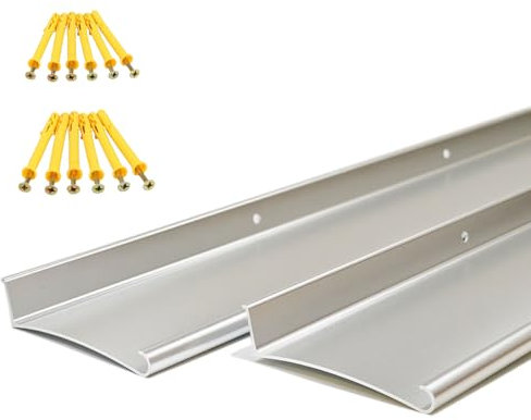 DAILISEN Aluminum Overhead Door Rain Drip Cap Guard for Exterior Door and Window Top,43.3” Drip Edge Flashing,Deflectord,Diverter, Anodized 2PCS Silver