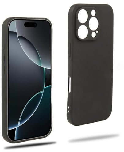 REY Cover in Gel TPU Nera per iPhone 16 PRO, Ultra Sottile 0,33 mm, Morbido Flessibile, Custodia Silicone