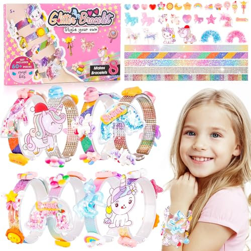 Bracelet Making Kit for Girls - Creative Craft Kits for Kids Ages 5-12, Unicorn Gifts for Girls Birthday Present for 5 6 7 8 Year Old Girl, Fun Jewellery Making Kit, Ideal Girl Toys for Ages 5-12