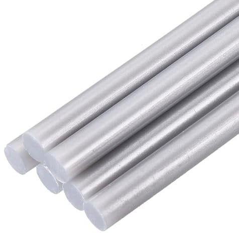 sourcing map 6pcs Full Size Hot Glue Sticks for Glue Gun 7mm x 200mm Small Glue Sticks, Metallic Silver