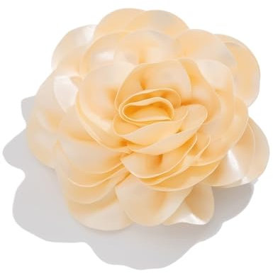 Grands broches de fleurs de rose for femmes Tissu satin broche de mariage bijoux jupe de jupe épingles de décoration(BEIGE 1PC)