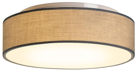 Zedelmaier Deckenlampe Stoff Rund 50cm E27x3 max.40W Deckenleuchte Taupe Stoffschirm Wohnzimmer Schlafzimmer Küche Flur Kinderzimmer Lampe Decke Lampenschirm