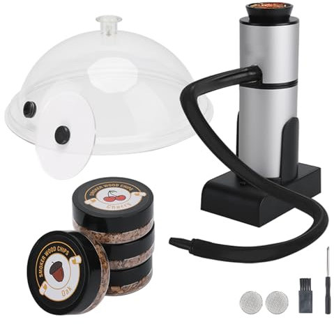 HOLDPEAK Fumoir Portable, Cocktail Smoker Pistolet à Fumée Professionnel avec 4 Copeaux de Bois - Pour Boissons, Viande, Saumon, Fromage - Fumoir de Saveur pour Bar et Cuisine - Kit Fumoir à Main