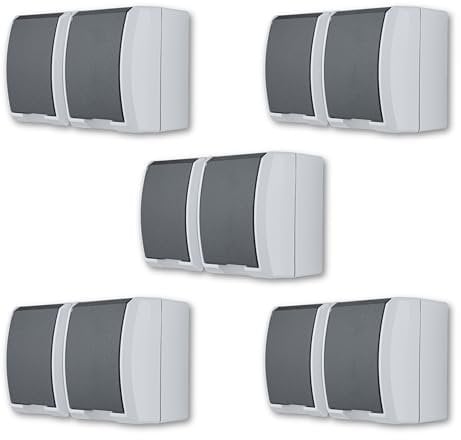 REV AquaForm SPARSET - 5x Doppelsteckdose-Feuchtraumsteckdose, IP44, einpolig, Aufputz, grau