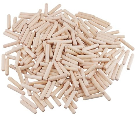 PUCSIQ 1000 Stück Holzdübel, 8 x 40 mm Dübel Holz mit Abgeschrägten Enden, Holzdübelstifte Riffeldübel für Möbel Tischler DIY Bastelprojekt Zimmerei
