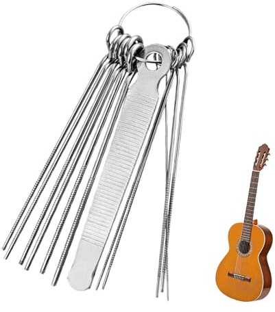 VBSYUYQ 13Pcs Guitar Nut File Set, High Carbon Steel Luthier Tool Kit | 13pcs high carbon steel files, 0.25-1.42mm laser marked sizes, with storage case, for guitar bass ukulele setup