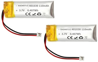 2 Stück 401030 Lipo-Akku, Lipo-Akku 3,7 V, 110 mAh, einzeln verpackt mit Anschluss für Headsets, Drohnen usw.