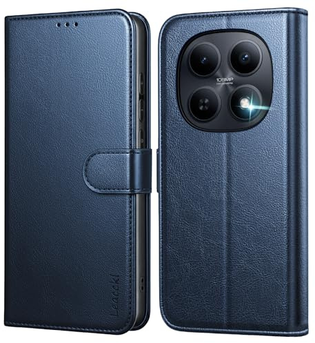 Leacckl Handyhülle für Xiaomi Redmi Note 15 4G / 5G Hülle, Premium PU Leder Brieftasche Stoßfeste [Kartenfächern] Schutzhülle Klapphülle Flip Case, Blau