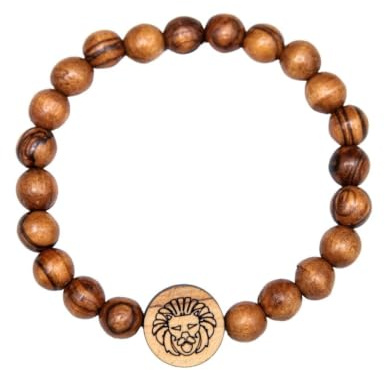 Kassis Olivenholz Armband mit Sternzeichen - Handgefertigtes Holzperlenarmband - Unisex Schmuck - Herren und Damenschmuck