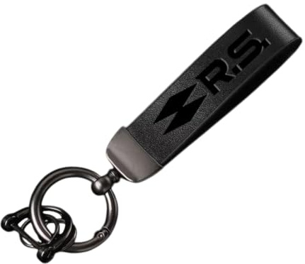 Voiture Key Chain Cuir pour Renault RS Voiture Porte-Clés Porte Clef Multifonction Porte Étanche Anti-Rayures Clef Voiture Accessoire,Black-A
