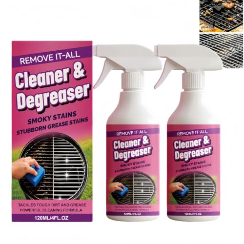 2PCS Fast-Acting Heavy-Duty Grill Degreaser Spray,Barbecue Grill Cleaner | Oven Cleaner & BBQ Grill Cleaner for Outdoor Grills,Safe Heavy Duty Cleaner for Burnt Food & Grease,BBQ Cleaning Kit