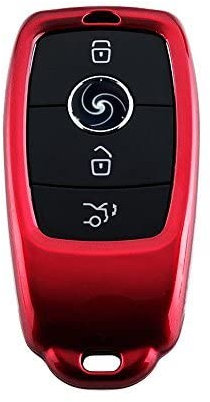 Protex Hochwertige Schutzhülle für intelligente 3/4-Tasten-Fernbedienung für Mercedes Benz Modell C-Klasse AMG E-Klasse S-Klasse CLA GLA Hybrid W213 (rot)