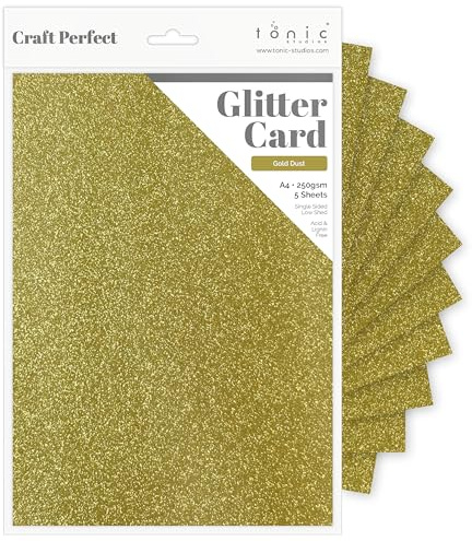 Tonic Studios A4 Craft Perfect Glitter Card, Cardstock, Gold Dust, 30 x 21.5 x 0.5 cm