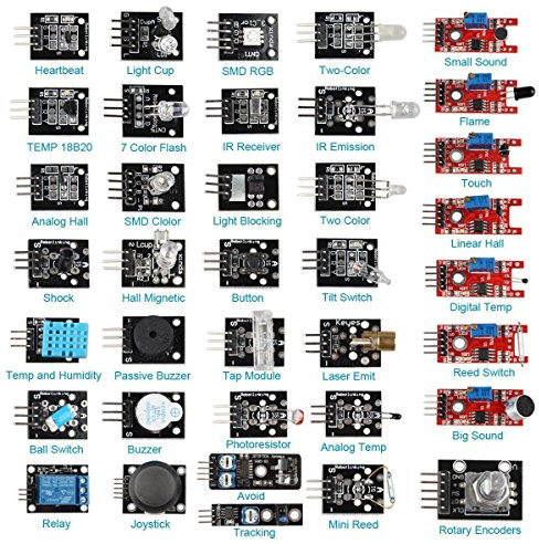 Hailege 37 Sensoren Sortiment Kit 37 Sensoren Kit Sensor Starter Kit Raspberry Pi Sensor Kit 37 in 1 Roboter Projekte Starter Kits Raspberry Pi